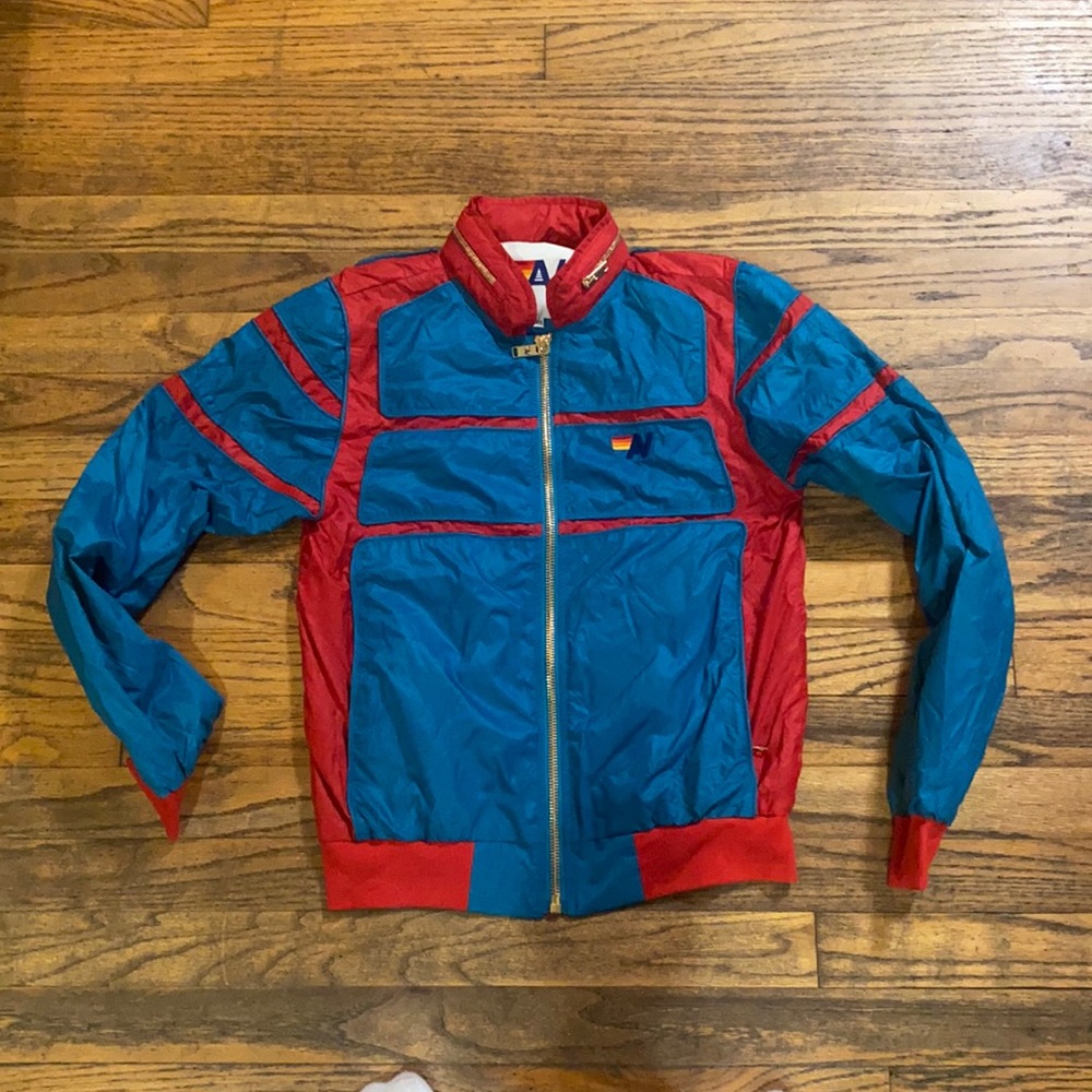 Aviator Nation Retro Bomber Jacket Red and Blue